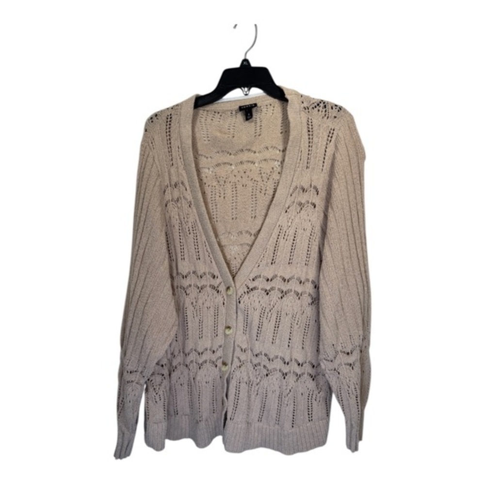 Torrid Cardigan Womens Size 4X Beige Pointelle V-Neck Sweater Preppy Academia
